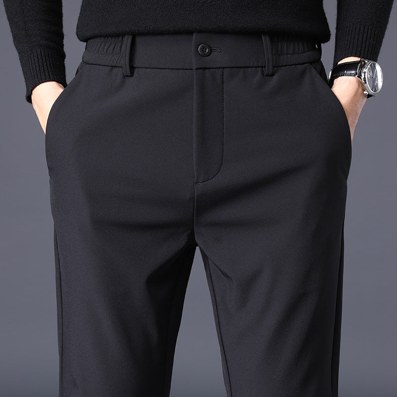 Fleece-lined Thick Casual Pants Men's Slim Fit Ankle Tight Trousers