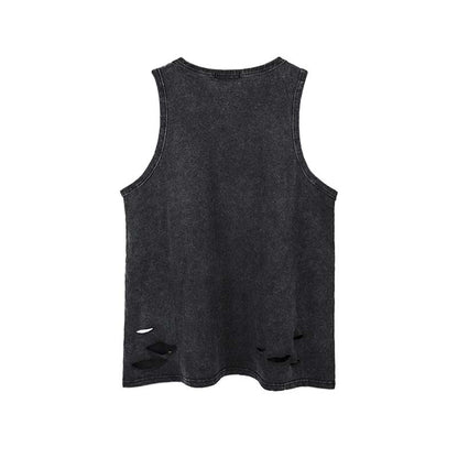 American Retro Distressed Sleeveless T-shirt Men's Outer Vest