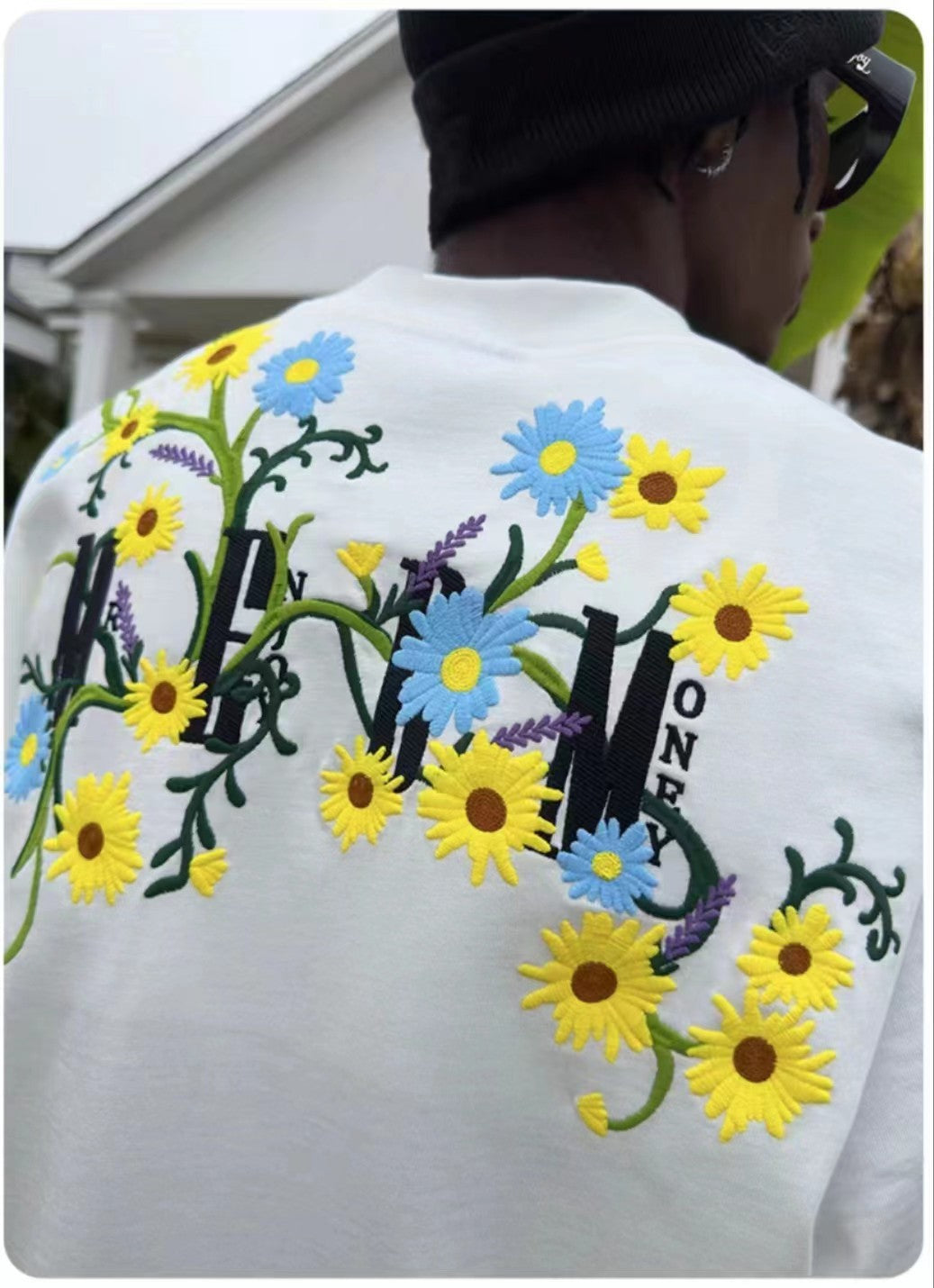 Men's Summer Flower Embroidered Short-sleeved T-shirt