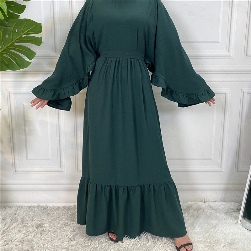 Fashionable Women's Solid Color Patchwork Muslim Dress