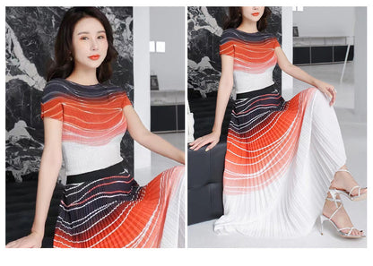 Half-length Dress Two-piece Set Pleated With Lining Support