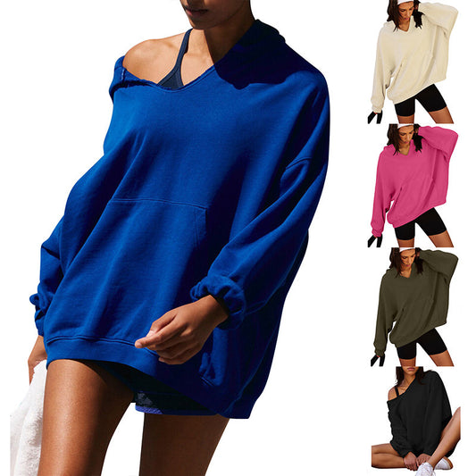 Women's Oversized Casual Hooded Pocket Sweatshirt