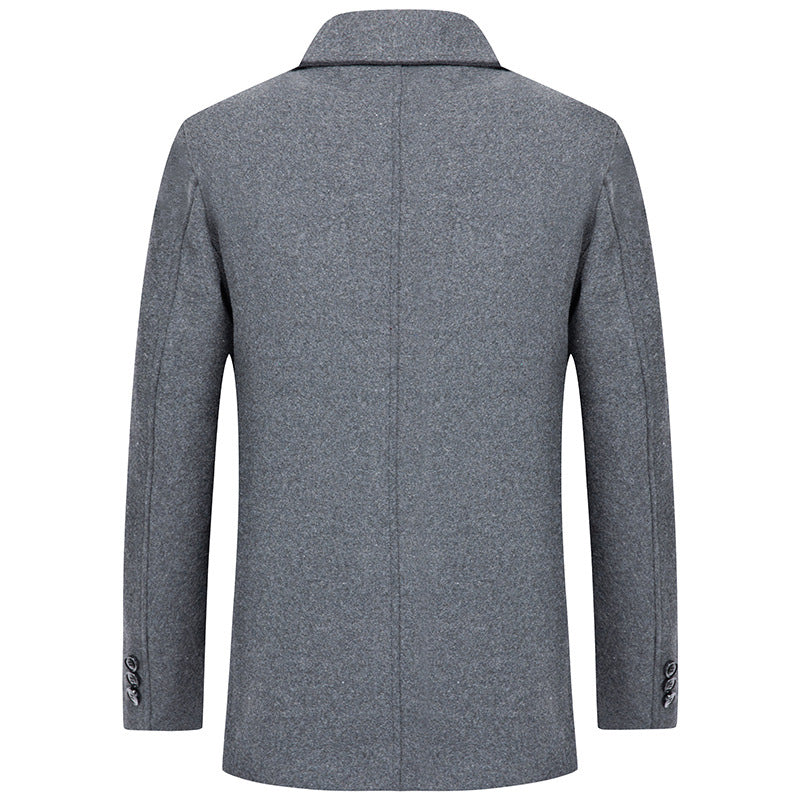 Men's Woolen Overcoat With Fleece And Thick Lapels