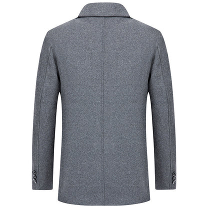 Men's Woolen Overcoat With Fleece And Thick Lapels