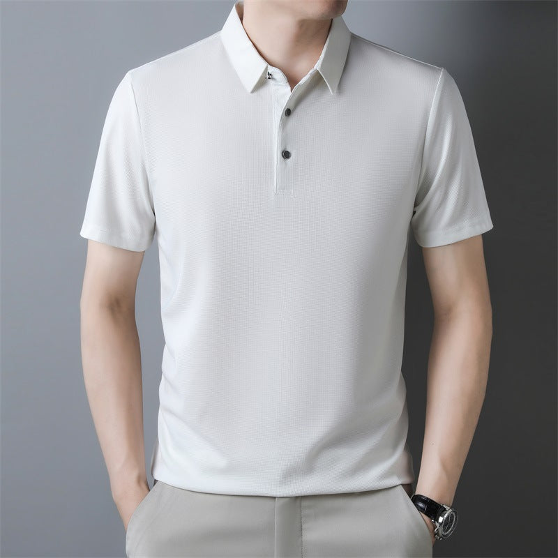 Summer Men's Solid Color Waffle Short-sleeved T-shirt