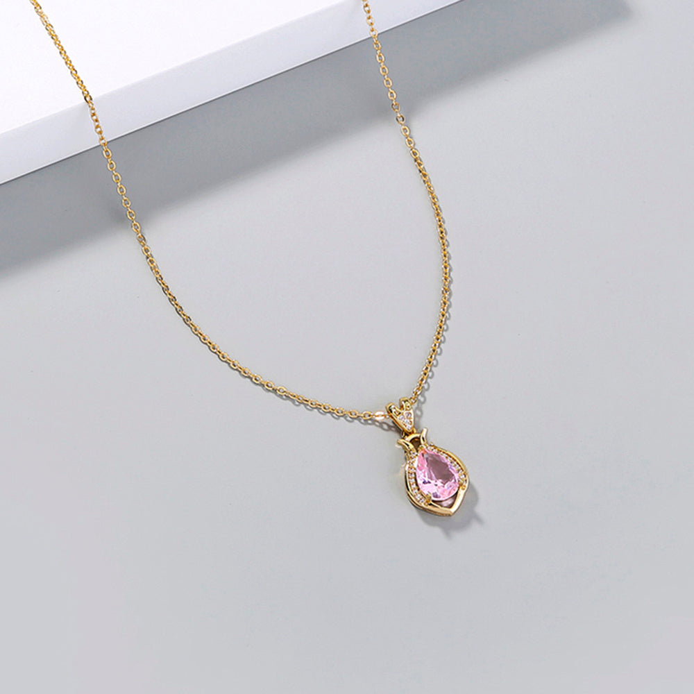 European and American necklace jewelry Light luxury simple style niche perfume bottle water drop transparent crystal zircon necklace accessories