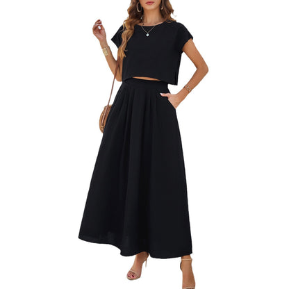 Women's Minimalist Casual Sleeveless Top And Long Skirt Set