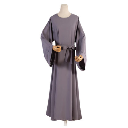 Dress Female Straight Sleeves Solid Color Islamic Clothing Casual Robe