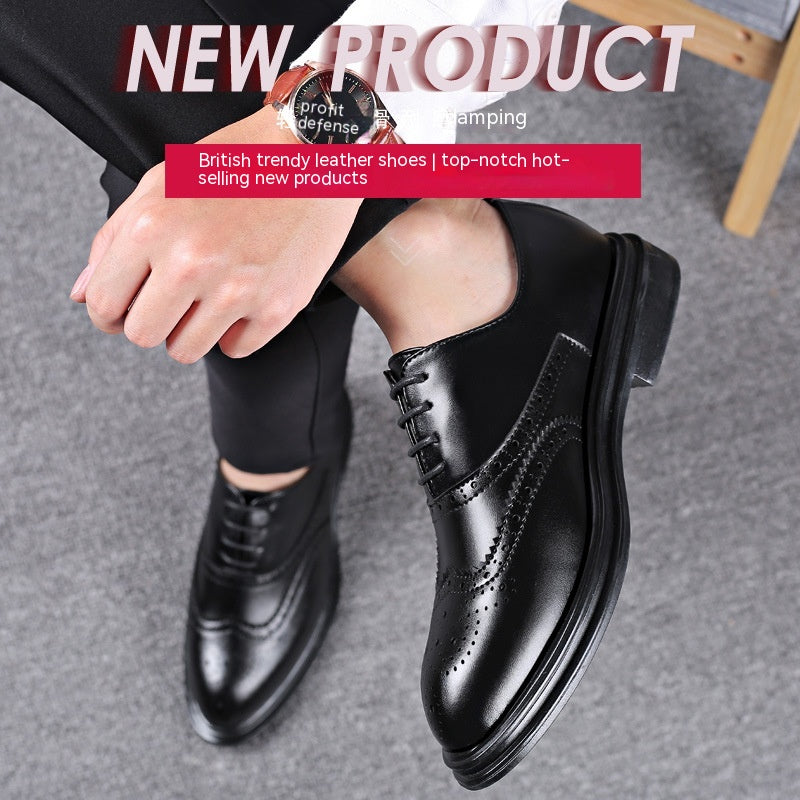 Autumn And Winter Brogue Men's Business Leather Shoes