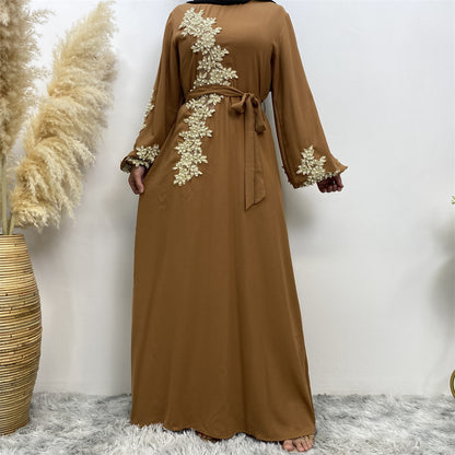 Fashion Lace Beaded Muslim Dress Women