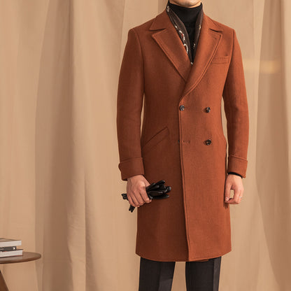 Warm Coat Double-breasted Mid-length Wool Overcoat