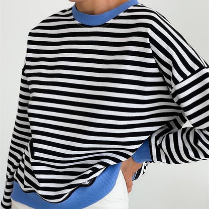 Women's Simple Striped Long-sleeved T-shirt