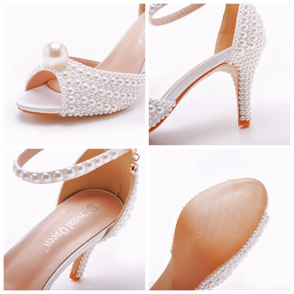 Women's Pearl Peep-toe High-heeled Sandals