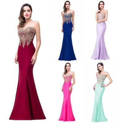 Amazon Europe dress sexy back hollow applique package hip dress fishtail skirt female perspective