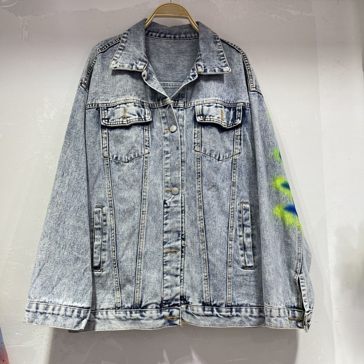 Female Hip Hop Style Graffiti Letter Denim Coat Jacket