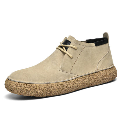 Matte Leather Mercerized Suede Leather Mid-top Board Shoes