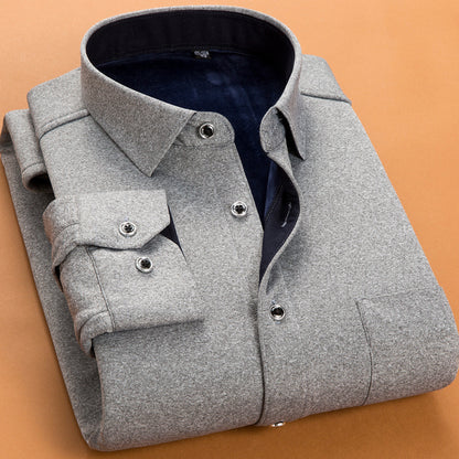 Autumn And Winter Thickened Fleece Warm Shirt Men