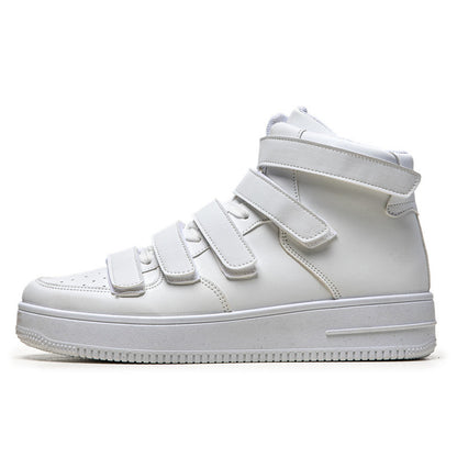 Spring Men's High-top Board Shoes Trendy Youth Student White Shoes Velcro Sports Casual