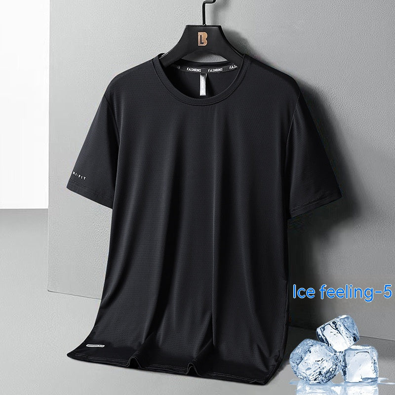 Summer Ice Silk Quick-drying Loose Breathable Short Sleeve