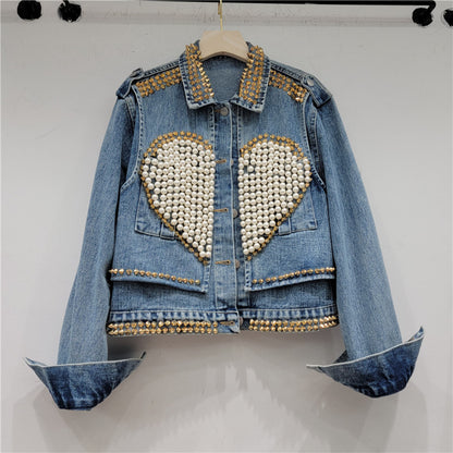 Heavy Industry Design Love Beaded Short Denim Coat