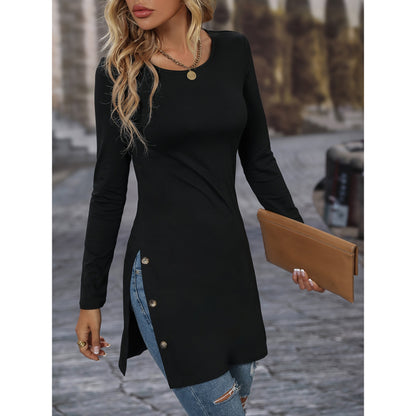 Women's Long Sleeve Slim Fit Slimming Slit Dress