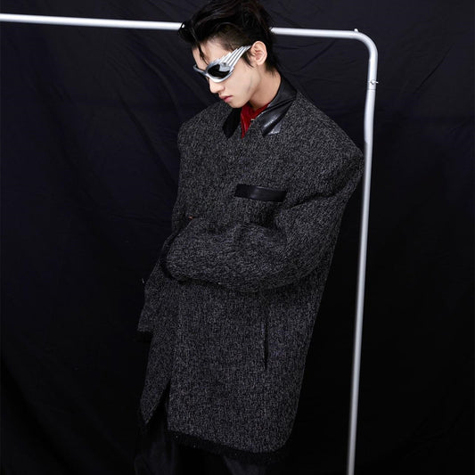 Men's Niche Design Collarless Three-dimensional Split Coat