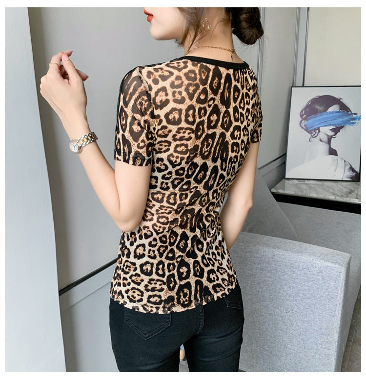 Hot Rhinestone T-shirt Short Sleeve T-shirt Women's Top