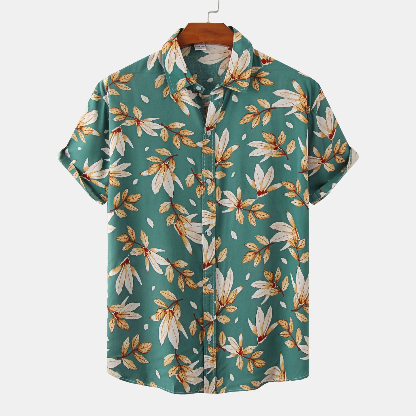 Summer Men's Fashion Floral Short Sleeve Shirt