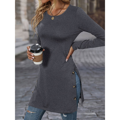 Women's Long Sleeve Slim Fit Slimming Slit Dress