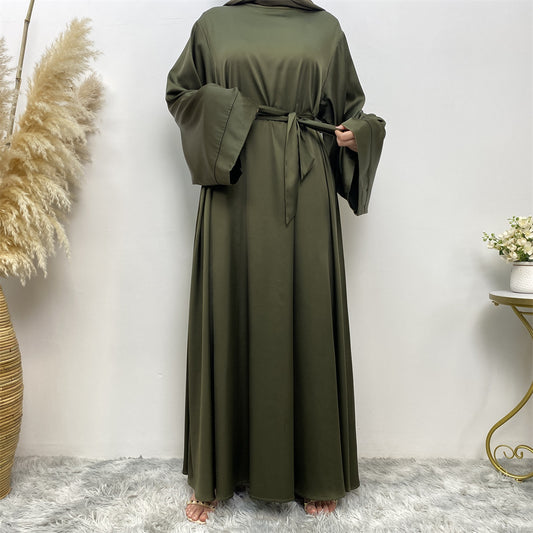 Women's Lace Up Satin Muslim Dress