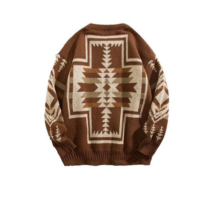 Men's Vintage Ethnic Style Round Neck Sweater