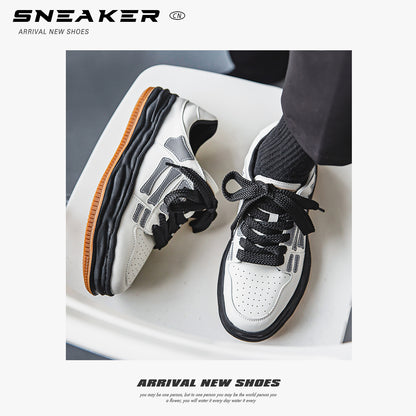 Reflective Bone Retro Platform Sneakers Men