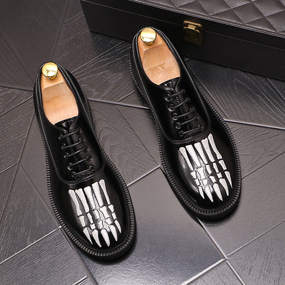 Men's Round Head Thick Soled Lace Up Leather Shoes