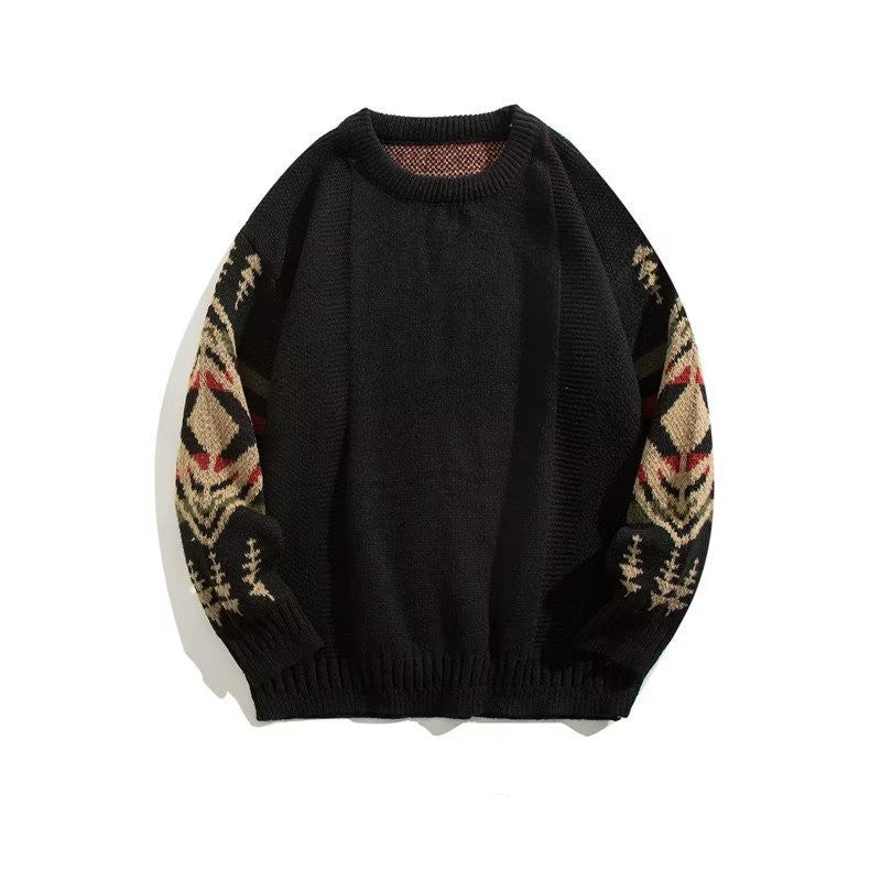 Men's Vintage Ethnic Style Round Neck Sweater