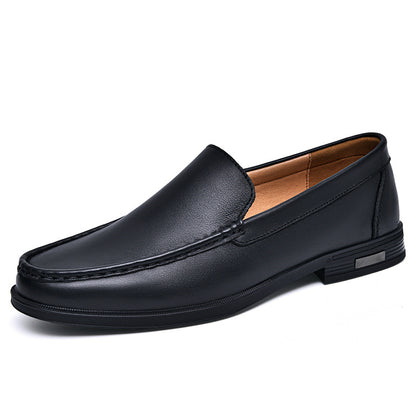 British Casual White Shoes Business Formal Wear Slip-on Hollowed-out Breathable Leather Shoes