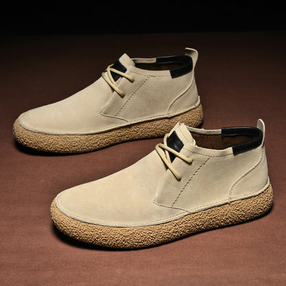 Matte Leather Mercerized Suede Leather Mid-top Board Shoes