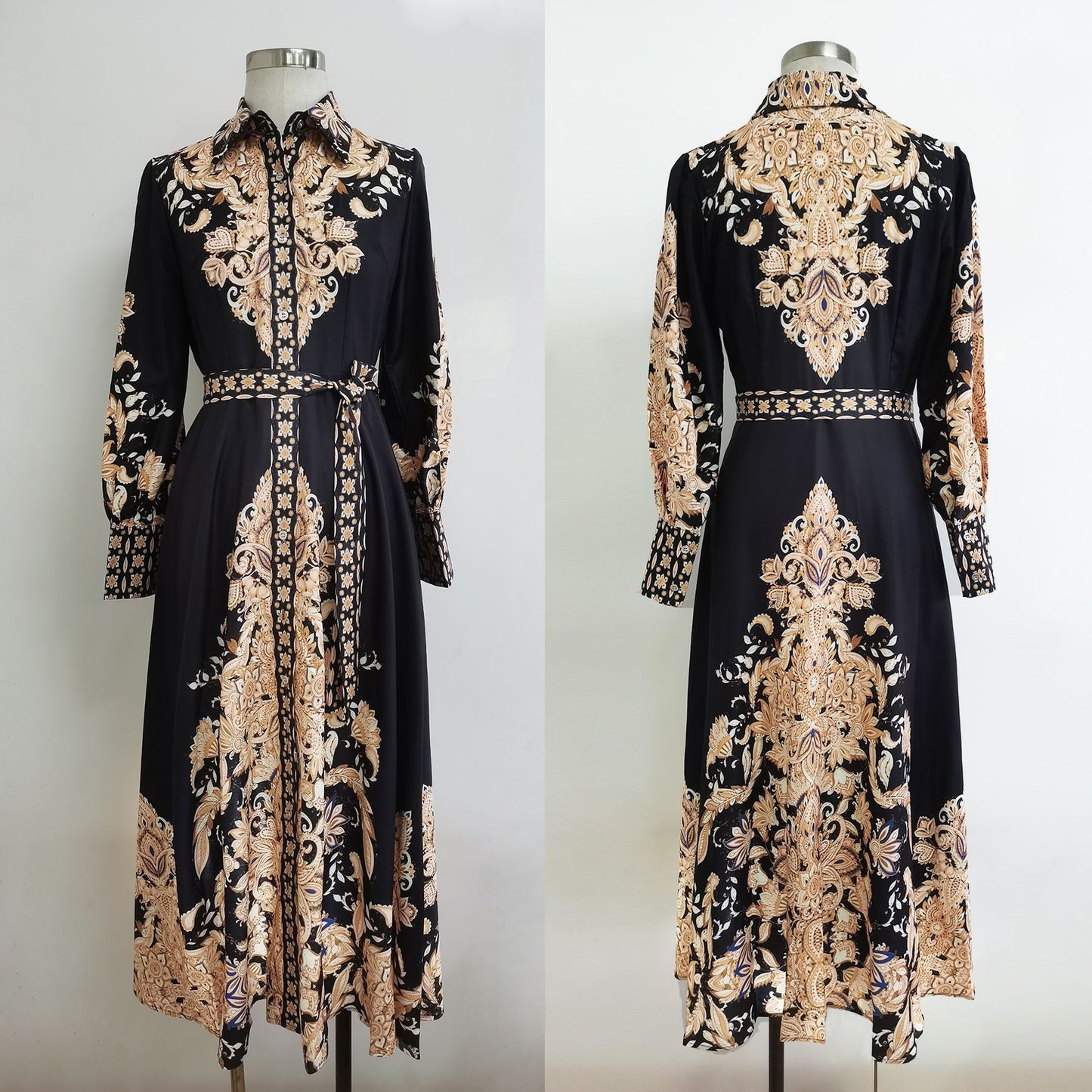 Muslim Women's Wear Arabic Print Swing Dress