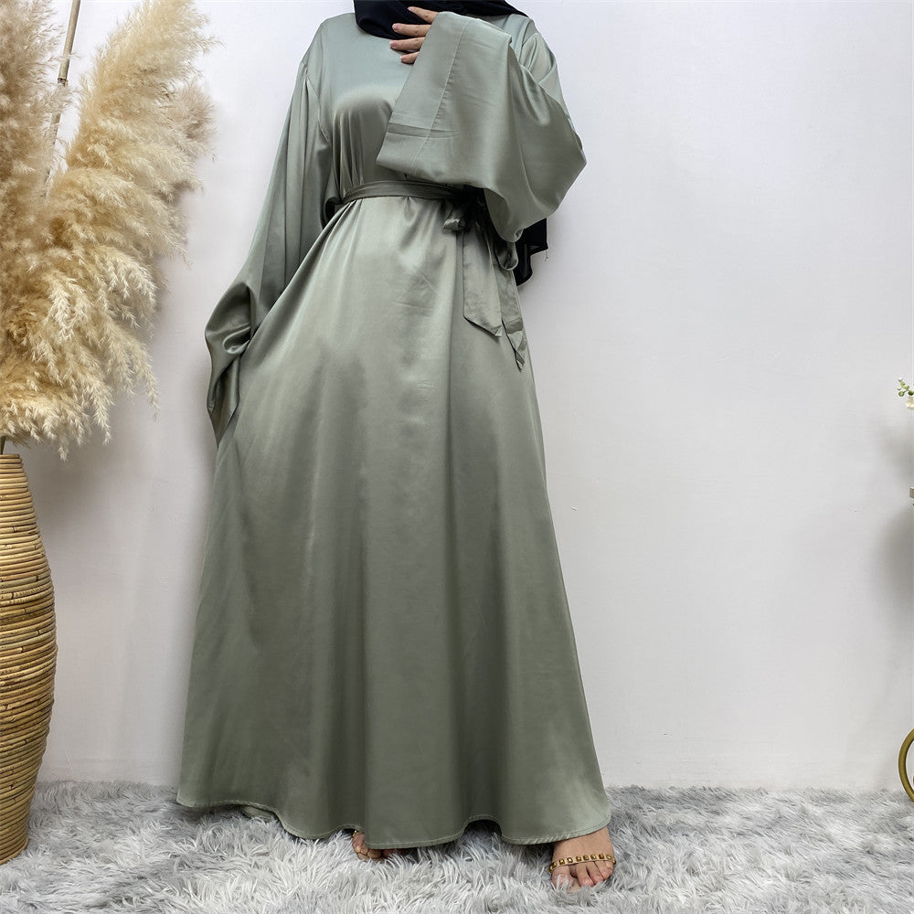 Women's Lace Up Satin Muslim Dress