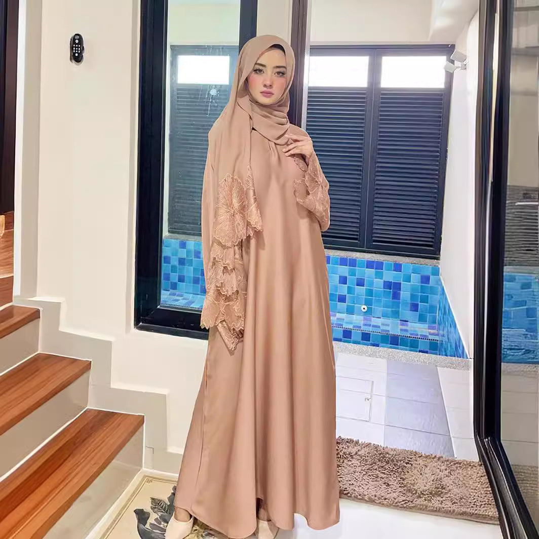 Women's Muslim Robe Malay Indonesian Dress With Headscarf