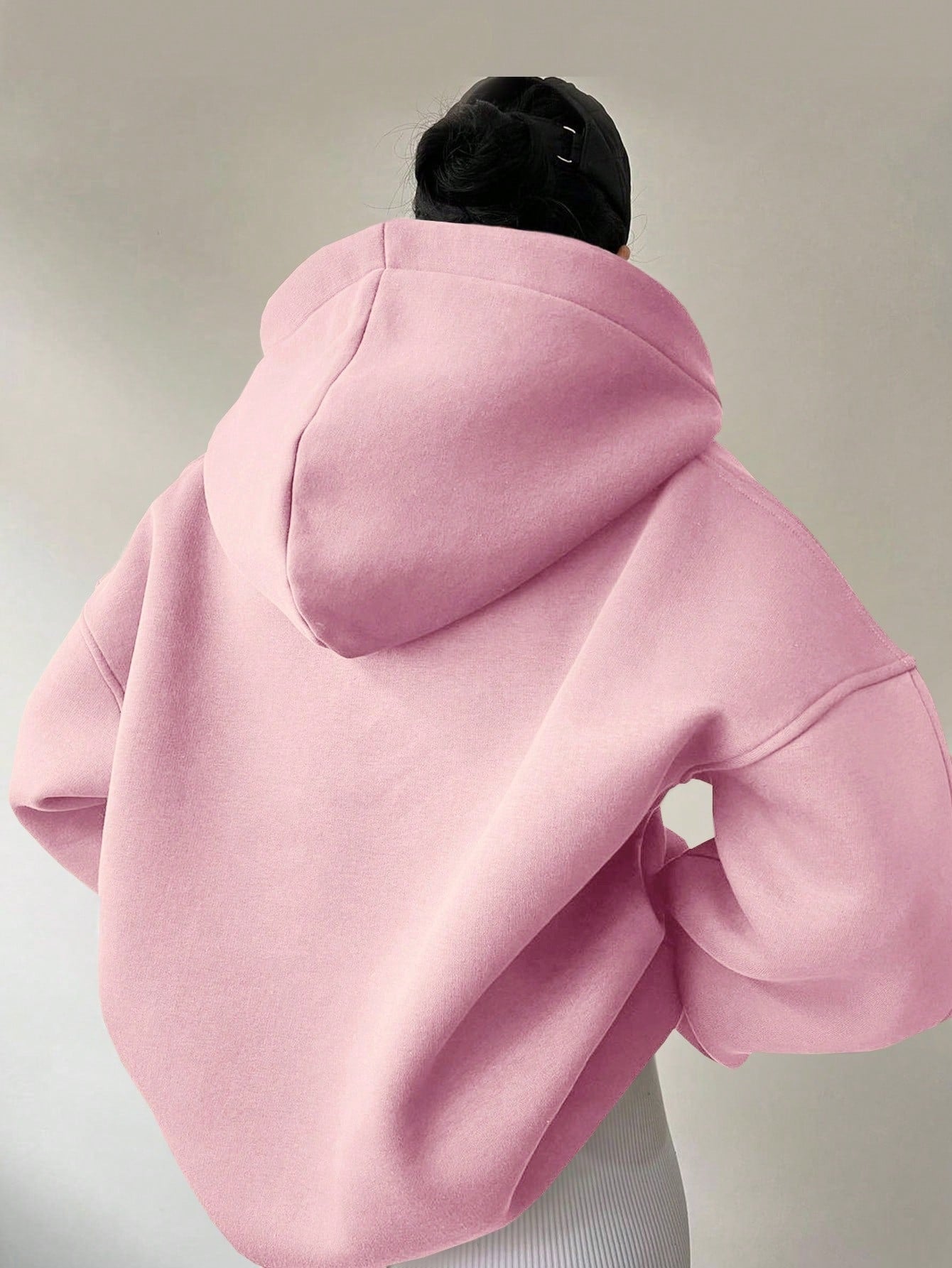 Women's Solid Color Long Sleeve Hooded Solid Color Loose Sweater