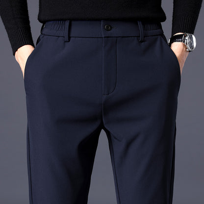 Fleece-lined Thick Casual Pants Men's Slim Fit Ankle Tight Trousers