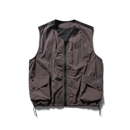 Sleeveless Jacket Outdoor Mountaineering Top Stand Collar Solid Color Casual Vest