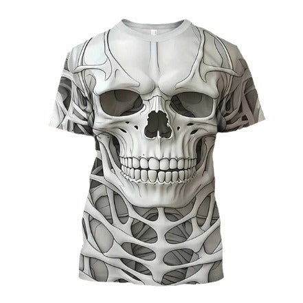 Men's 3D Skull Pattern European Hip Hop Trendy 3D Printed T-shirt