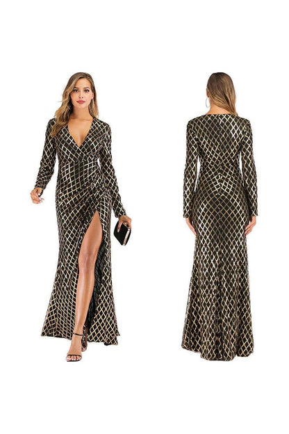 Women's Fashion Sequin Long Sleeve Dress