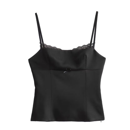 Silk Satin Textured Underwear Strap Top