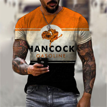 3D Digital Vintage Print English Men's Casual Short Sleeve