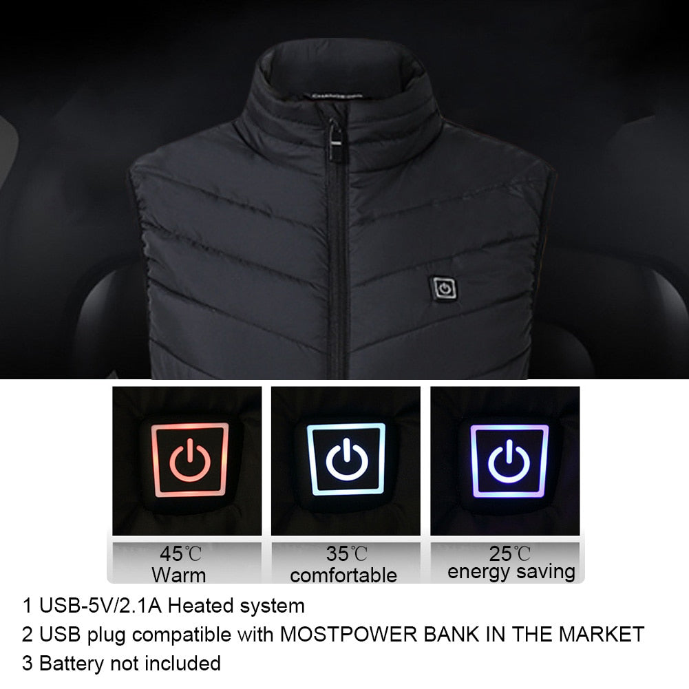 Heated Vest Smart Electric Heating Jacket Men Women Waistcoat Winter