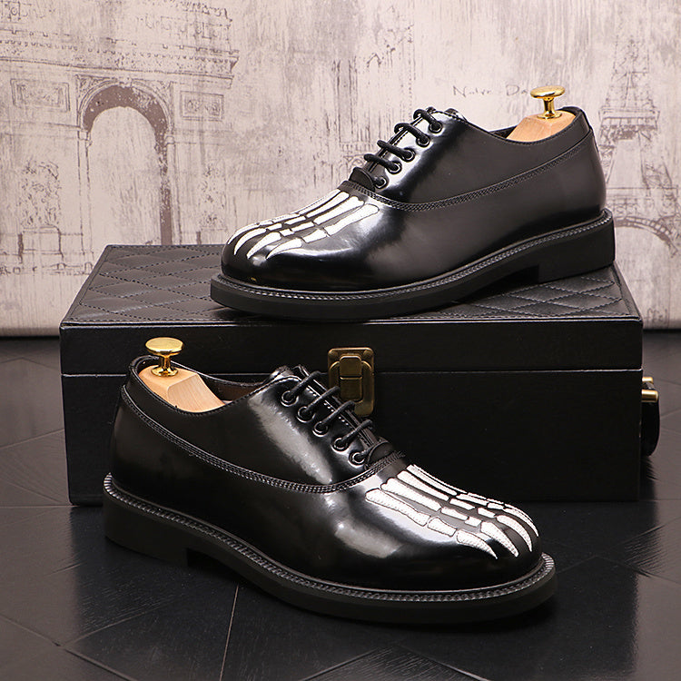 Men's Round Head Thick Soled Lace Up Leather Shoes