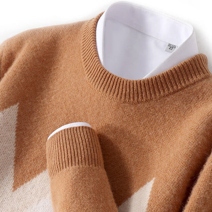 Men's Round Neck Thickened Pullover Wool Sweater