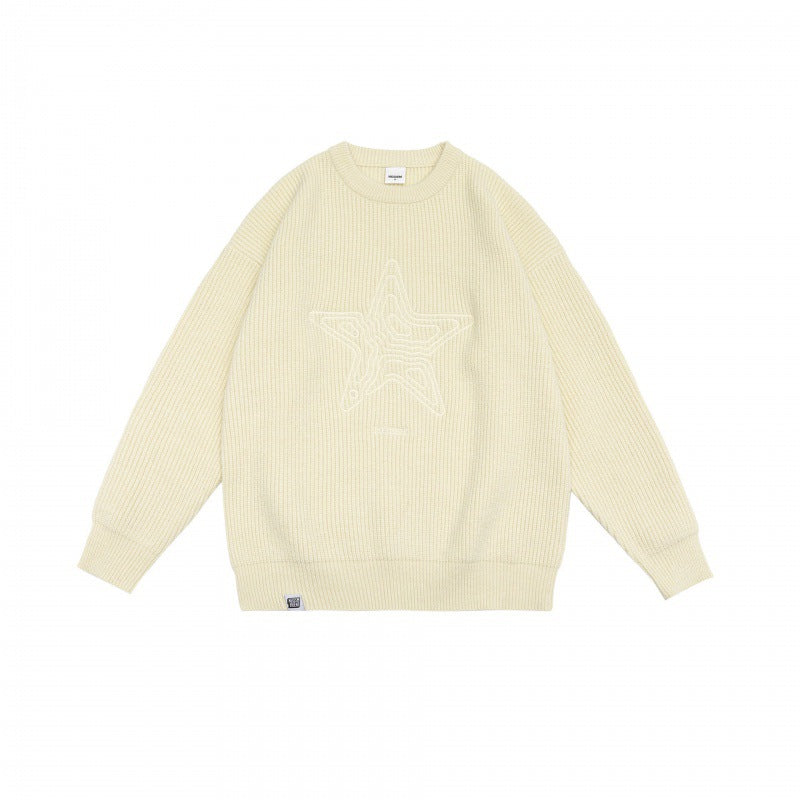 Retro Crew Neck Five-star Sweater Men's And Women's Knitted